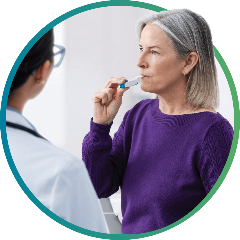 patient using TYVASO DPI inhaler