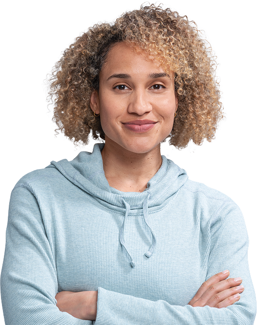 patient smiling with arms crossed
